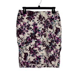 Ann Taylor Purple Pink Floral Career Pencil Skirt Women's Petite 6 Business Work
